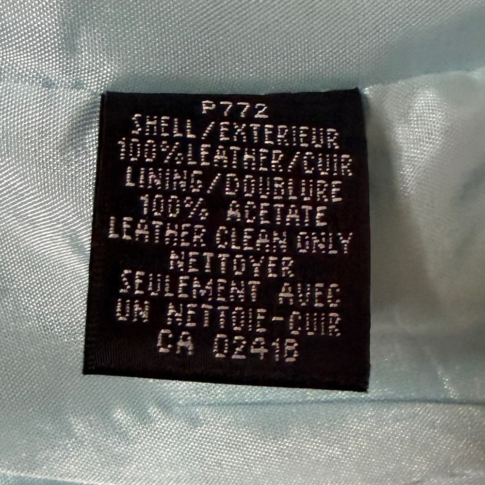 /id Collection (Nordstrom) Turquoise Lt. Blue Leather Blazer Jacket / Size 4 - Picture 9 of 9